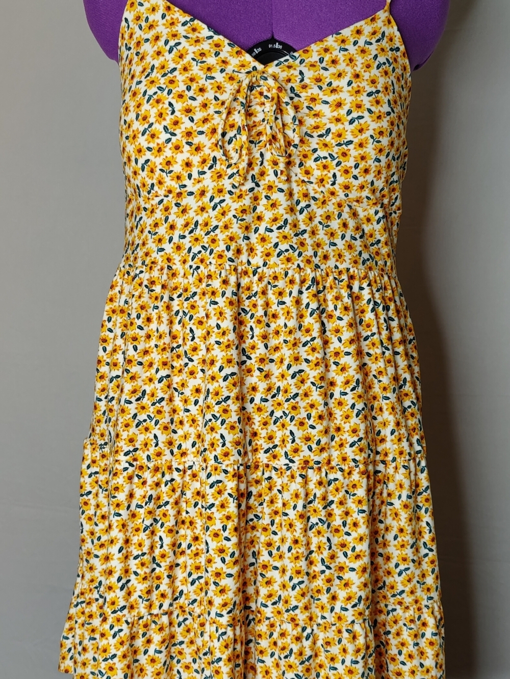 Derek Heart Yellow Sunflower-Print Spaghetti-Strap Midi Dress